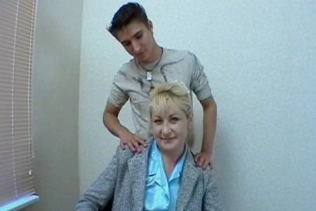 Mature former secretary fucks with young guy on casting.