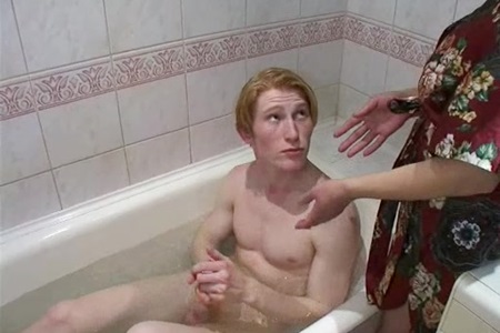 Mother and her son have a good fuck in the bathroom.