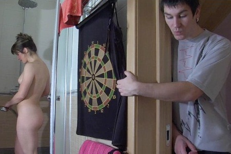 The doors were left open so that her son would spy on her.