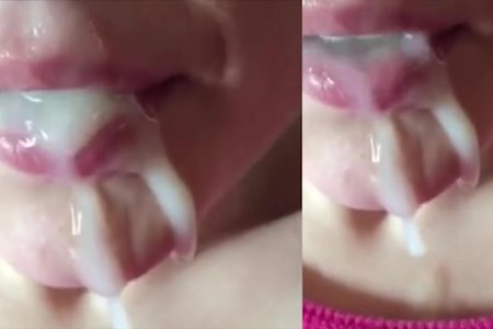 Young girl loving man's seed more than sweets.